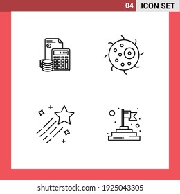 User Interface Pack of 4 Basic Filledline Flat Colors of investment; cell; debt; coins; asteroid Editable Vector Design Elements