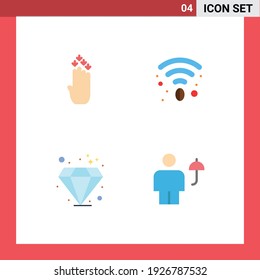 User Interface Pack of 4 Basic Flat Icons of finger; investment; down; wifi; body Editable Vector Design Elements