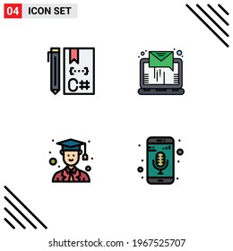 User Interface Pack of 4 Basic Filledline Flat Colors of c; avatar; develop; letter; male Editable Vector Design Elements