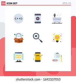 User Interface Pack of 9 Basic Flat Colors of product; delivery; spa; box; package Editable Vector Design Elements