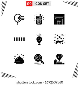 User Interface Pack of 9 Basic Solid Glyphs of holiday; pin; online; location; phone Editable Vector Design Elements