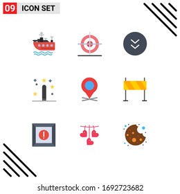 User Interface Pack of 9 Basic Flat Colors of map; programing; circle; magic; design Editable Vector Design Elements