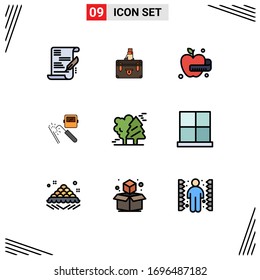 User Interface Pack of 9 Basic Filledline Flat Colors of alpine; factory; marketing; mask; welding Editable Vector Design Elements