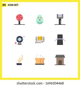 User Interface Pack of 9 Basic Flat Colors of tablet; file; kitchenware; application; hardware Editable Vector Design Elements