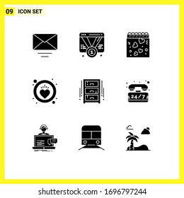 User Interface Pack of 9 Basic Solid Glyphs of interior; draw; calendar; care; health Editable Vector Design Elements
