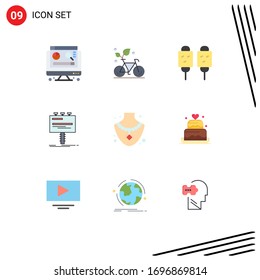 User Interface Pack of 9 Basic Flat Colors of promo; advertising; corn; advertisement; street food Editable Vector Design Elements