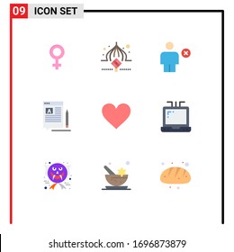 User Interface Pack of 9 Basic Flat Colors of web; edit; avatar; write; minus Editable Vector Design Elements