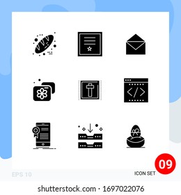 User Interface Pack of 9 Basic Solid Glyphs of corss; facility; stamp; beauty; open Editable Vector Design Elements