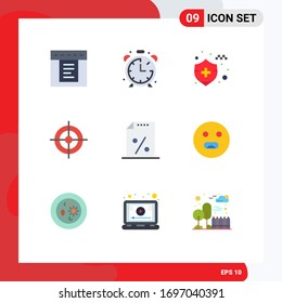 User Interface Pack of 9 Basic Flat Colors of tax; finance; car insurance; document; shoot Editable Vector Design Elements
