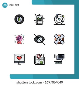 User Interface Pack of 9 Basic Filledline Flat Colors of disable; sign; catalogue; female; biochemistry Editable Vector Design Elements