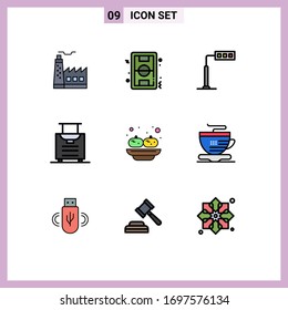 User Interface Pack of 9 Basic Filledline Flat Colors of party; travel; game; luggage; road Editable Vector Design Elements
