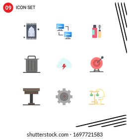 User Interface Pack of 9 Basic Flat Colors of trash; recycle; computers; garbage; bottle Editable Vector Design Elements