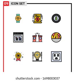 User Interface Pack of 9 Basic Filledline Flat Colors of document; archive; sale; pool; ball Editable Vector Design Elements