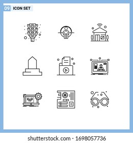 User Interface Pack of 9 Basic Outlines of mosque; historical building; identity; building; iot Editable Vector Design Elements