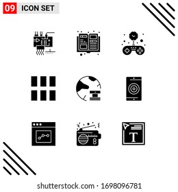 User Interface Pack of 9 Basic Solid Glyphs of data; layout; free; image; editing Editable Vector Design Elements