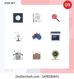 User Interface Pack of 9 Basic Flat Colors of country; australia; candy; party; celebration Editable Vector Design Elements
