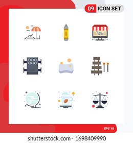 User Interface Pack of 9 Basic Flat Colors of sponge; cleaning; online; room; rack Editable Vector Design Elements