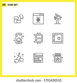 User Interface Pack of 9 Basic Outlines of smartphone; tree; website; srilanka; indian Editable Vector Design Elements