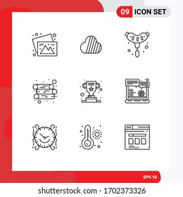 User Interface Pack of 9 Basic Outlines of trophy; award; bbq; wood; energy Editable Vector Design Elements