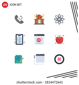 User Interface Pack of 9 Basic Flat Colors of halloween; website; physics; programming; learning Editable Vector Design Elements