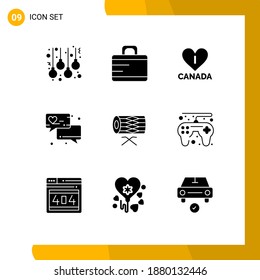User Interface Pack of 9 Basic Solid Glyphs of st; irish; heart; instrument; contact Editable Vector Design Elements
