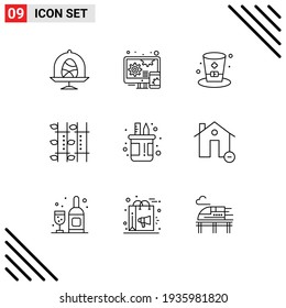 User Interface Pack of 9 Basic Outlines of holder; spa; drink; relaxation; massage Editable Vector Design Elements