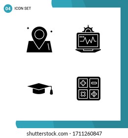 User Interface Pack of Basic Solid Glyphs of location; education; world; setting; back to school Editable Vector Design Elements
