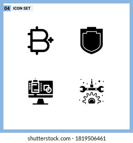 User Interface Pack of Basic Solid Glyphs of add; screen; cryptocurrency; security; presentation Editable Vector Design Elements