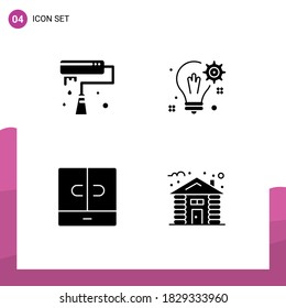 User Interface Pack of Basic Solid Glyphs of paint brush; closet; roller; solution; furniture Editable Vector Design Elements