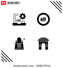 User Interface Pack of Basic Solid Glyphs of code; bag; development; eco; new Editable Vector Design Elements