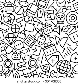 User Interface Seamless Line Icon Pattern Background