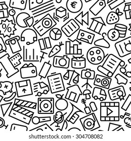 User Interface Seamless Outline Icon Pattern 
