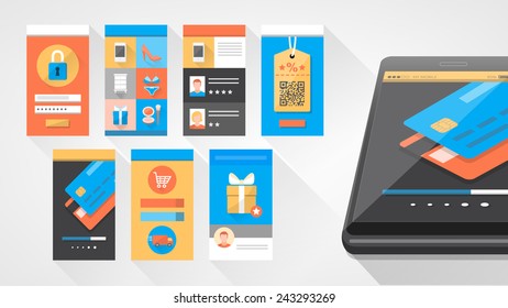 User interface shopping set for smartphone and mobile with icons set