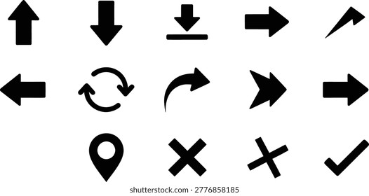 User interface silhouette icons set for app and web design projects