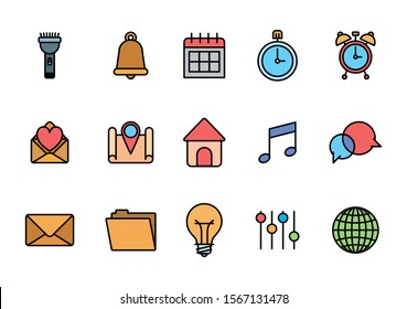 User interface and social media icon set, Multimedia apps communication digital marketing and internet theme Vector illustration