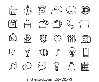 User interface and social media icon set, Multimedia apps communication digital marketing and internet theme Vector illustration