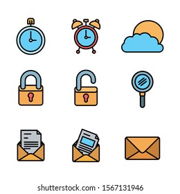 User interface and social media icon set, Multimedia apps communication digital marketing and internet theme Vector illustration