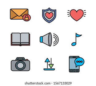 User interface and social media icon set, Multimedia apps communication digital marketing and internet theme Vector illustration