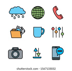 User interface and social media icon set, Multimedia apps communication digital marketing and internet theme Vector illustration