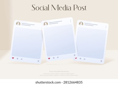 User Interface Social Media Post Frame Mockup template with Shadow Overlay Design