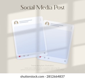 User Interface Social Media Post Frame Mockup template with Shadow Overlay Design