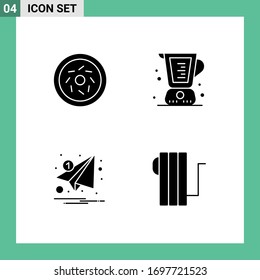  User Interface Solid Glyph Pack of modern Signs and Symbols of donut; letter; baked; jug; notification Editable Vector Design Elements