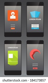 User interface template. Mobile device. Vector kit