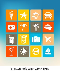 User interface template with summer icons.