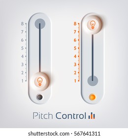 Plantilla de interfaz de usuario con control deslizante vertical en ilustración vectorial aislada de fondo claro