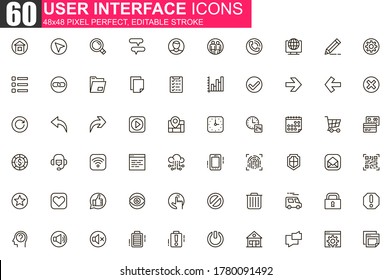 User interface thin line icon set. Organization and management outline pictograms for website and mobile application. User menu simple UI, UX vector icons. 48x48 pixel perfect linear pictogram pack.