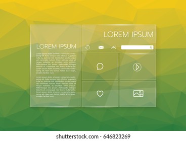 User interface Transparent Graphic Web Design, Low poly background. Website element for your web design