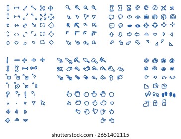 User Interface UI game doodle design with blue ink pen style vector