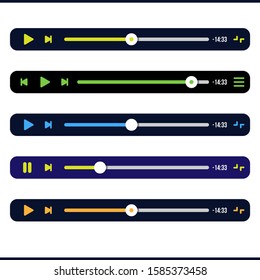 User interface vector elements. Video or media player control panel in flat style. Media player skin. 
