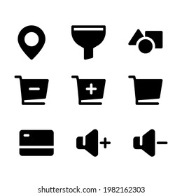 user interface vector glyph icons set for website, presentation and mobile pixel perfect
